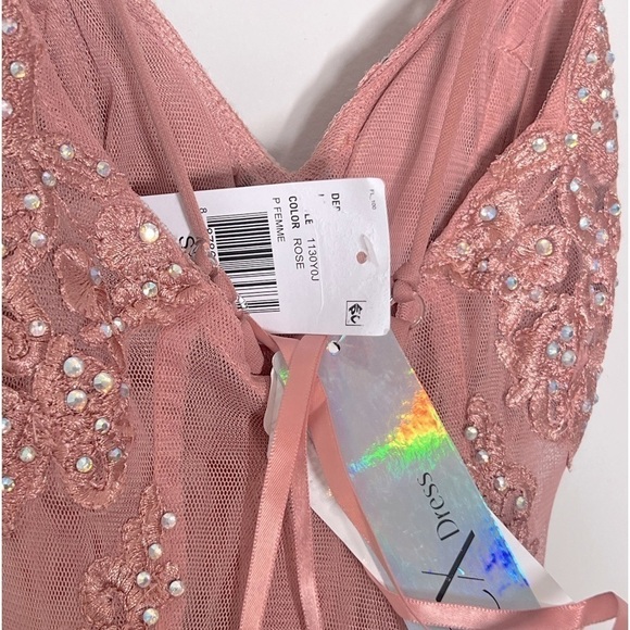 BCX Juniors' Embroidered Tulle-Skirt Sleeveless Gown, evening dress size 0 rose - Picture 8 of 16